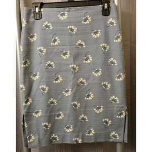 Loft Outlet Women's Pencil Skirt Size 0 Blue Floral Print Back Zip‎